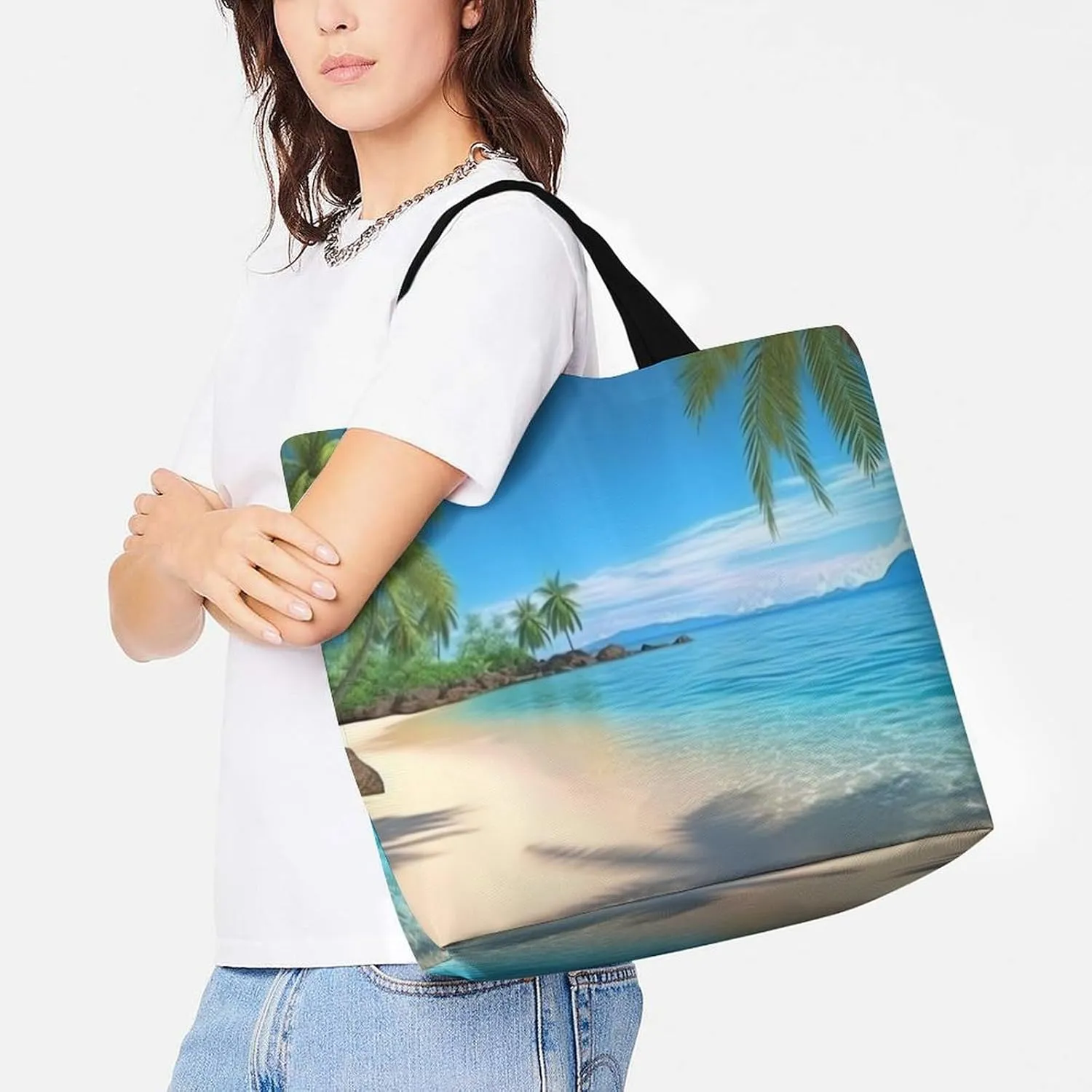 White Head Eagle Tote Bag for Women Reusable Grocery Shoulder Bags Shopping Bag for Travel, Groceries