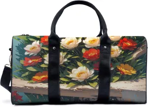 white red rose bush Travel Duffel Bag for Woman Weekender Bag Man Tote Gym Bag Sport Gym Bag Hospital Bag for Labor and Delivery Overnight Bag Luggage Bag