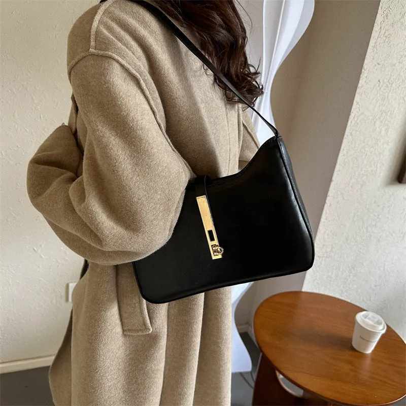 Wholesale Casual Simple Retro Fashion Lock Shoulder Underarm Bag