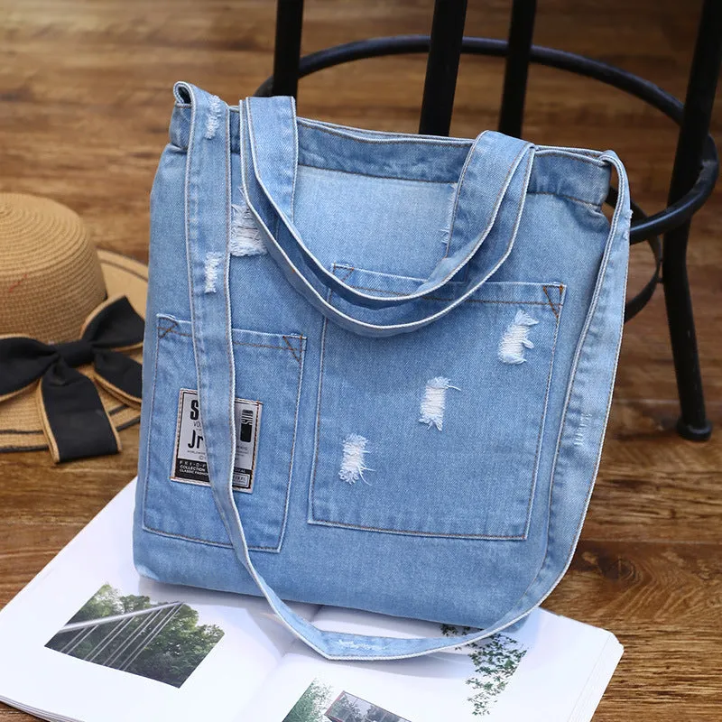 Wholesale new fashion color denim cloth shoulder bags fashion simple dual-purpose Satchel