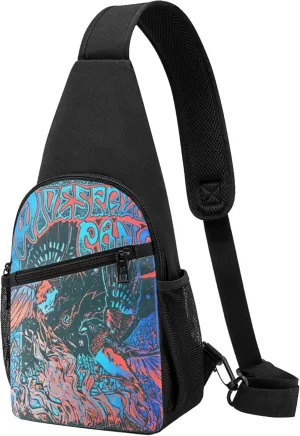 Widespread Music Panic Backpack Crossbody Sling Bag Daypack Fanny Pack Cross Body Bag for Men and Women Chest Bag Travel Hiking Daypack, Black