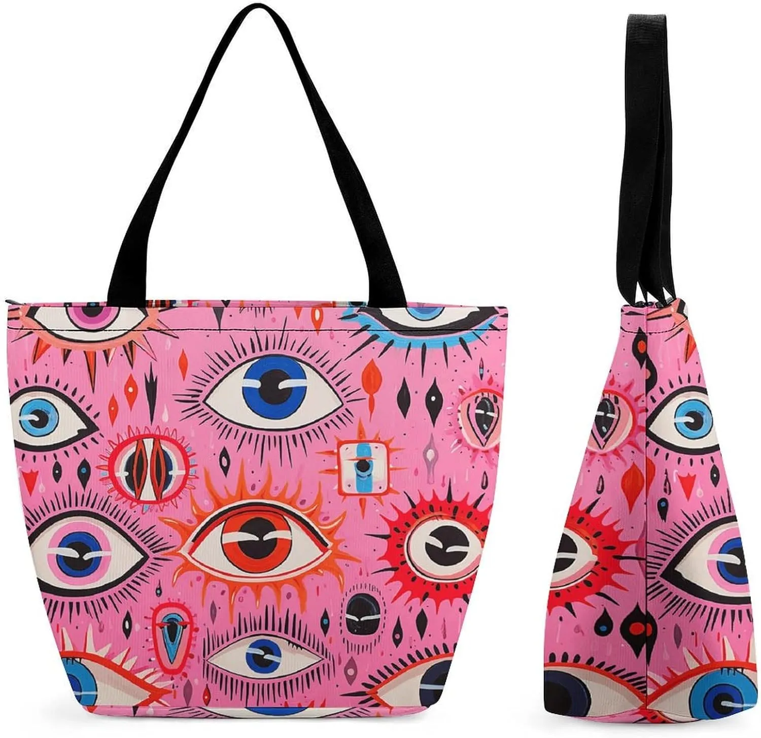 Wilderness Style Eyes Reusable Shopping Handbag Large Lady Casual Shoulder Bag Handbag Foldable Beach Bag Travel Wallet Grocery Bags for Women