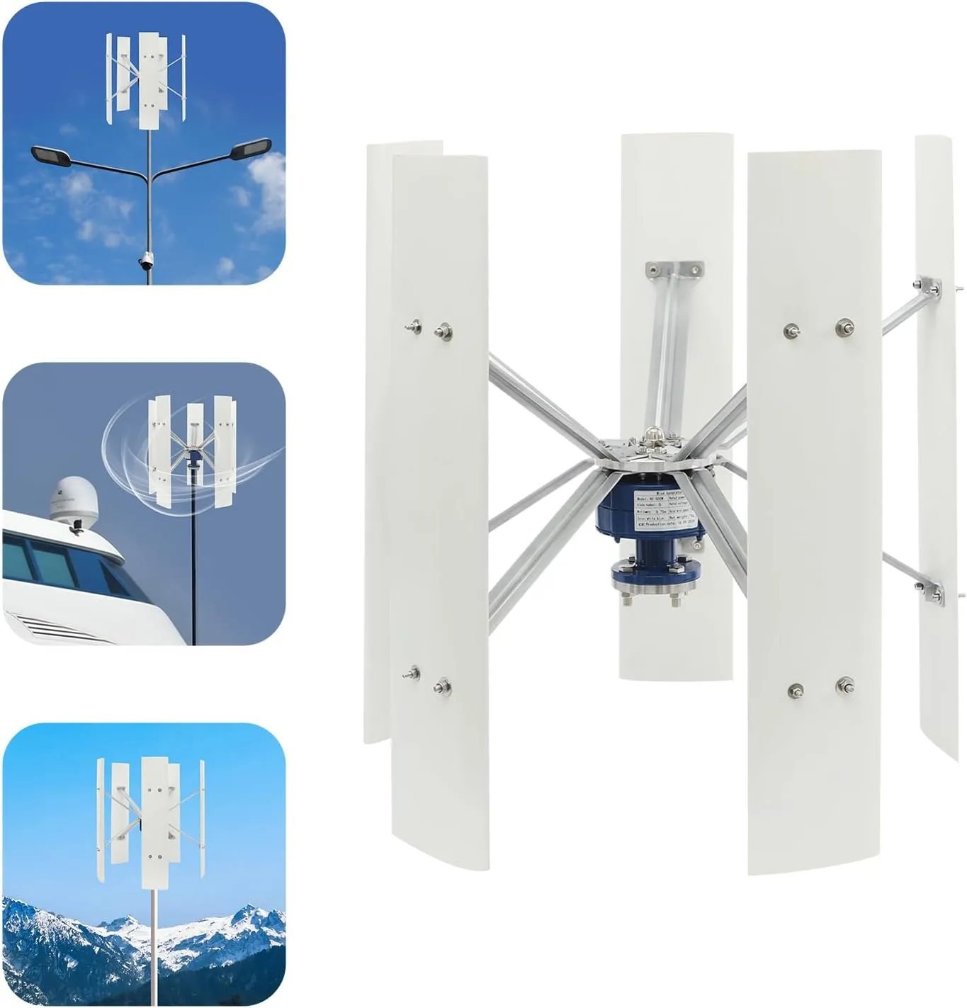 Wind Generator, 100W 12V 5 Blade Vertical Wind Turbine Generator Vertical Axis Wind Turbine Vertical Wind Generators Kit Wind Power Generators w/Controller for Home, Business, Ships