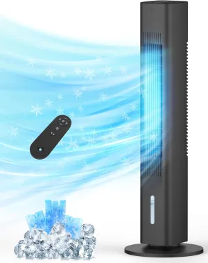 Windowless Portable Air Conditioners, 35" Evaporative Air Cooler w/1.2L Water Tank, 3 Ice Packs, 7H Timer, 60° Swing, No Hose No Window Needed, 3-IN-1 Portable AC Unit for Room Bedroom, Black-3