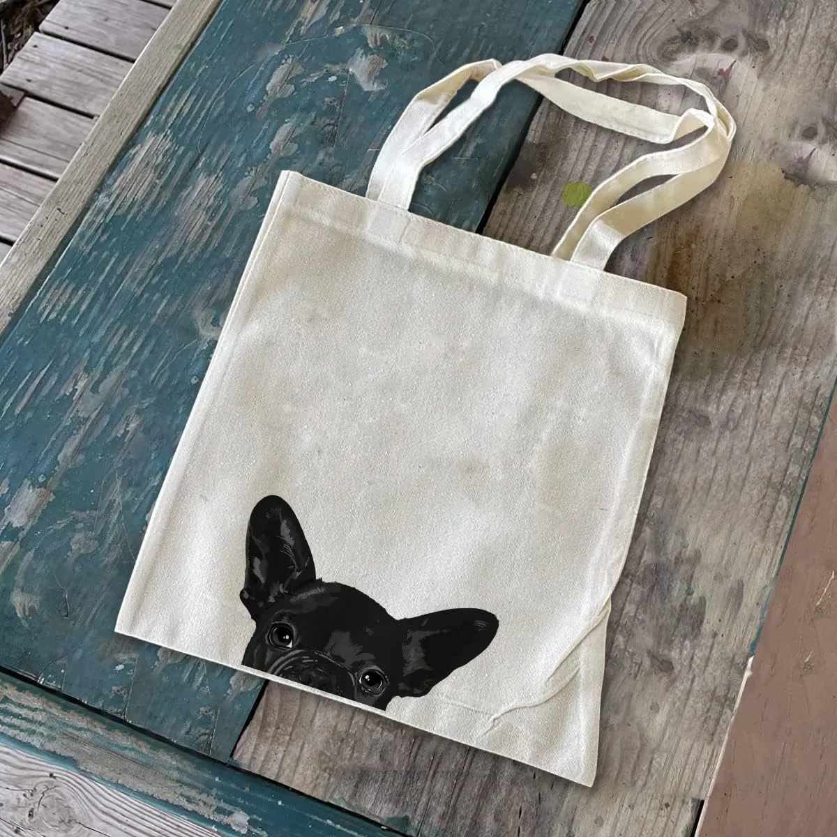 WIRESTER Canvas Tote Bag for Women & Girls - Beach, Grocery & Travel Tote - Cute Dog