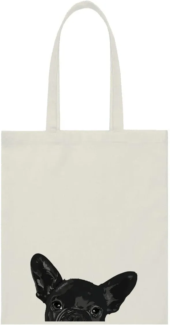 WIRESTER Canvas Tote Bag for Women & Girls - Beach, Grocery & Travel Tote - Cute Dog