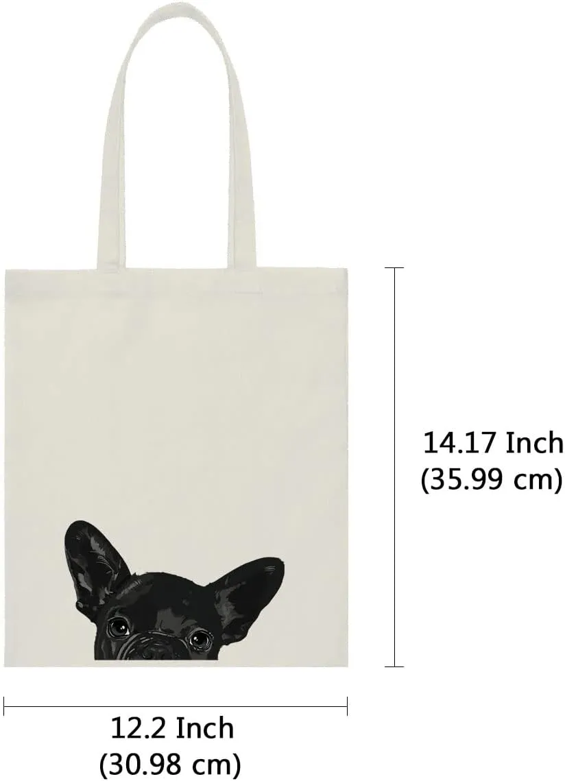WIRESTER Canvas Tote Bag for Women & Girls - Beach, Grocery & Travel Tote - Cute Dog