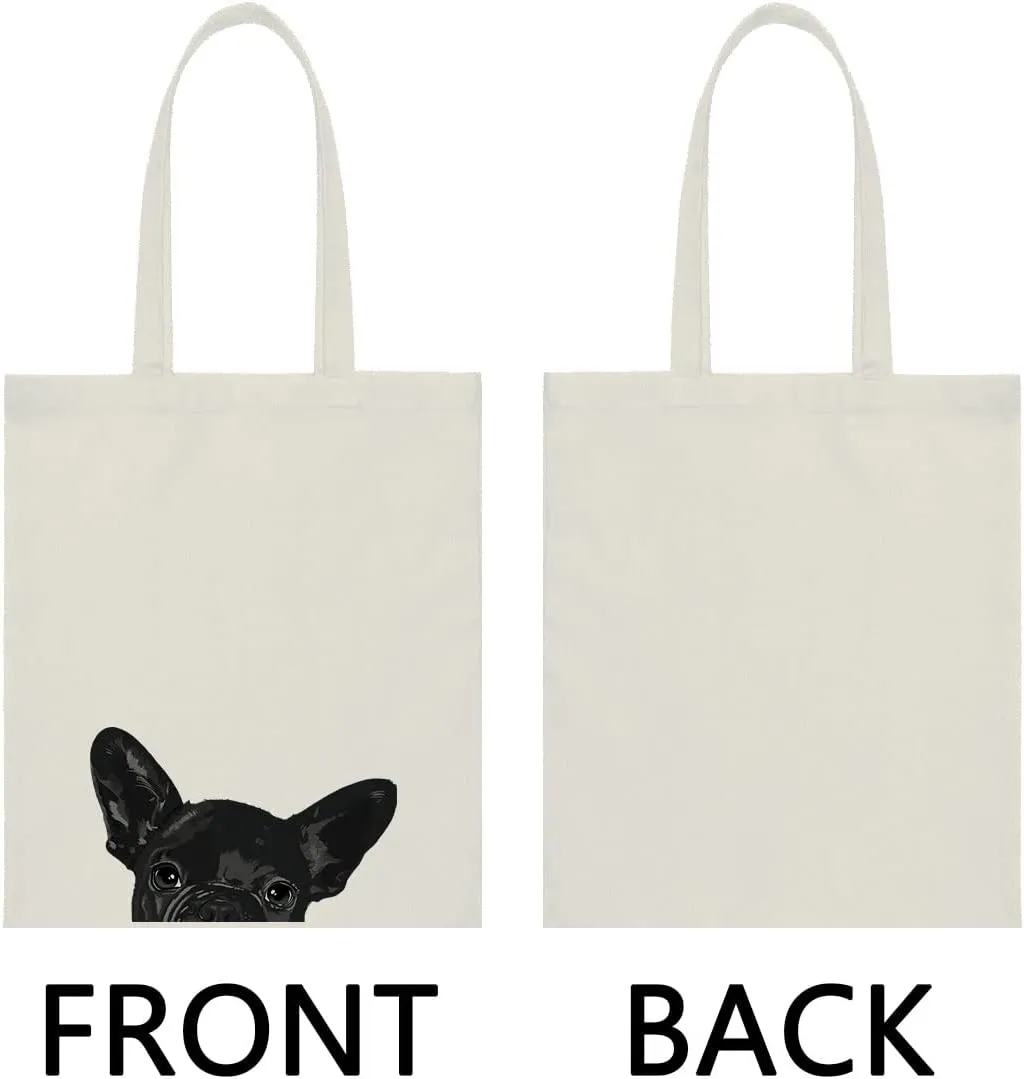 WIRESTER Canvas Tote Bag for Women & Girls - Beach, Grocery & Travel Tote - Cute Dog