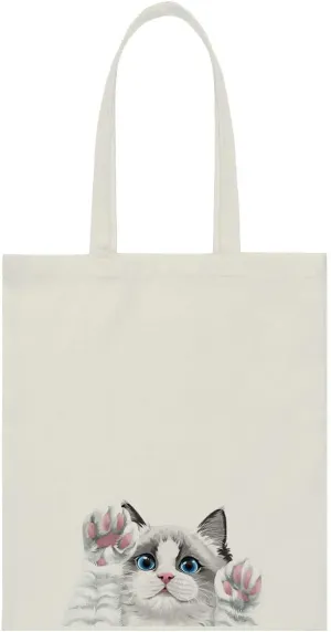 WIRESTER Reusable Canvas Tote Bag for Women Girls, Grocery Shopping Bag, Shoulder Bag, Travel Tote Bag, Cute Dog Cat