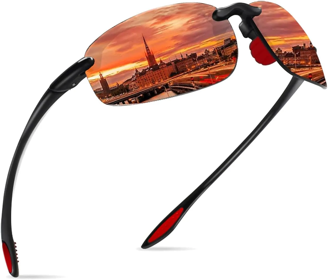 WISTON Sports Polarized Sunglasses for Men Women Tr90 Rimless Frame for Running Fishing Baseball Driving W8001