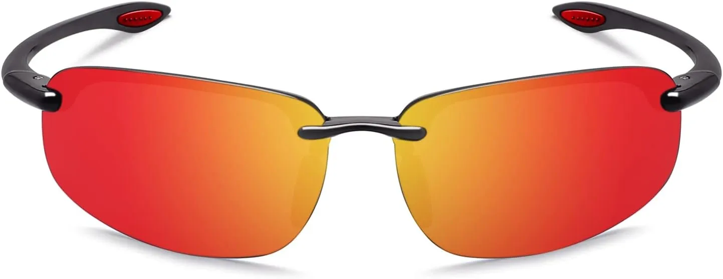 WISTON Sports Polarized Sunglasses for Men Women Tr90 Rimless Frame for Running Fishing Baseball Driving W8001