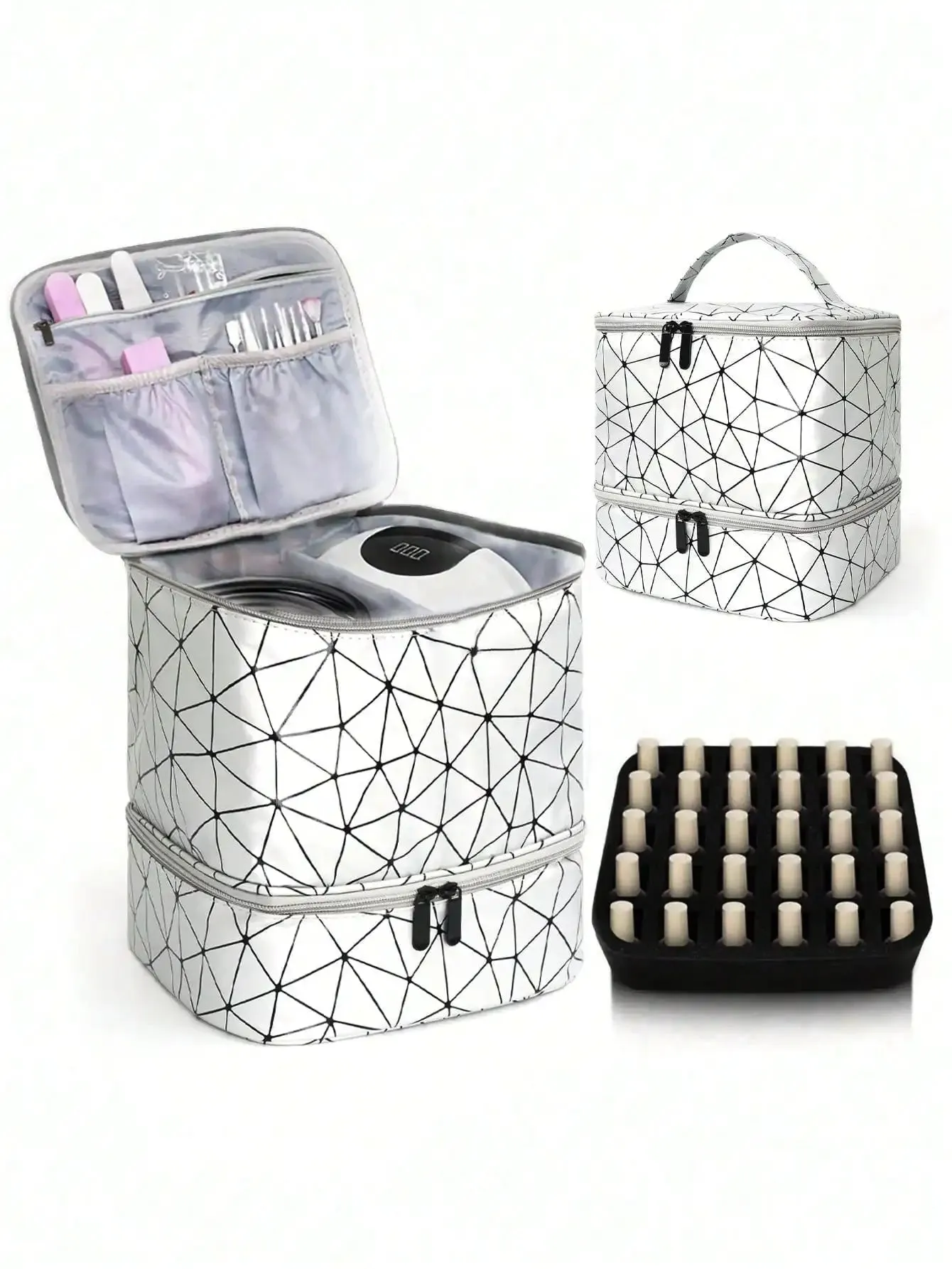 Woman's Portable Double-Layer Nail Polish Storage Bag - Multi-Function Organizer