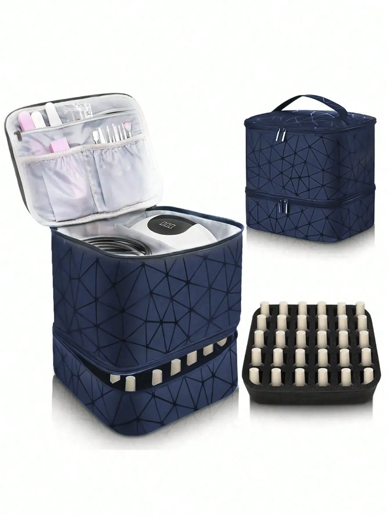 Woman's Portable Double-Layer Nail Polish Storage Bag - Multi-Function Organizer