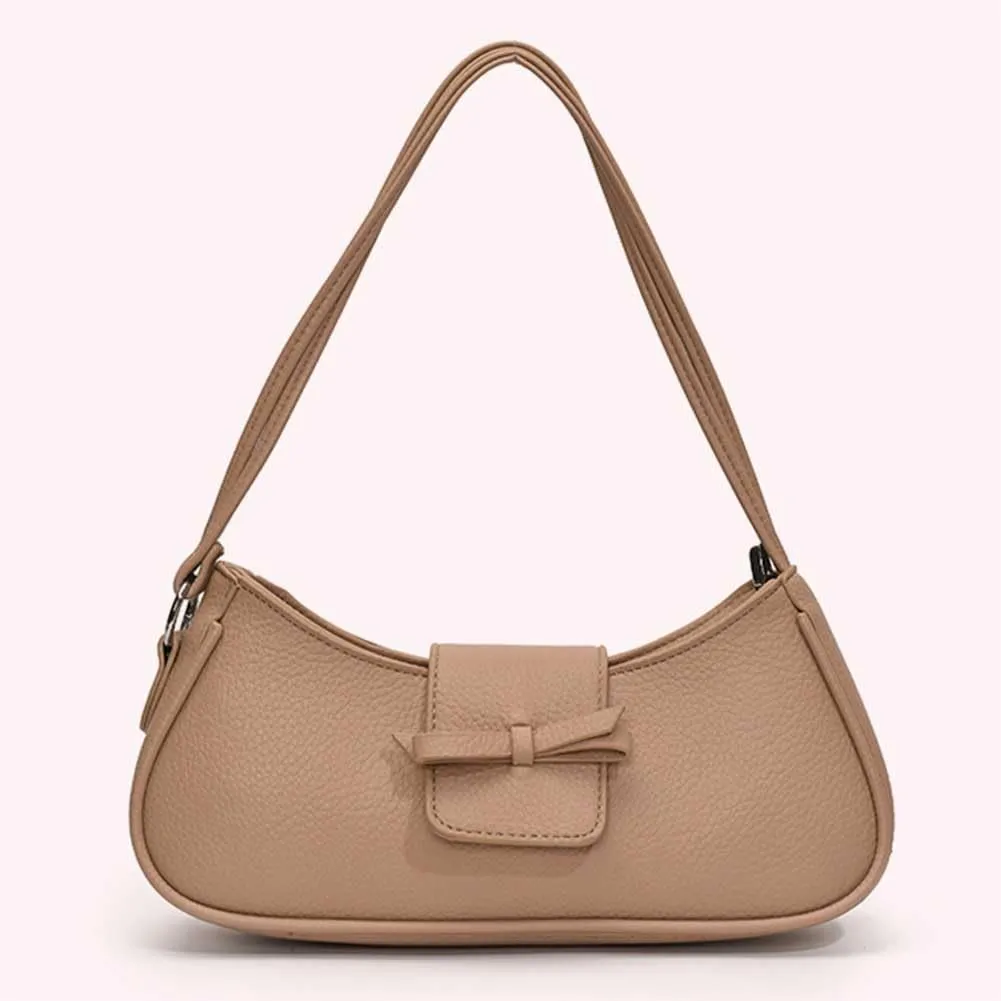 Women Casual Underarm Bag PU Leather Simple Armpit Bag Solid Color Stylish Cool Girl Handbag Travel Shopping Work Dat