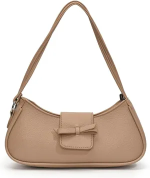 Women Casual Underarm Bag PU Leather Simple Armpit Bag Solid Color Stylish Cool Girl Handbag Travel Shopping Work Dat