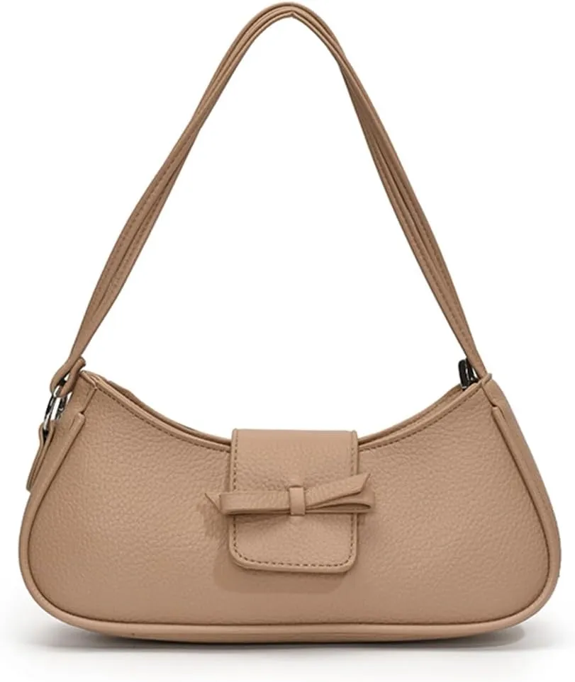 Women Casual Underarm Bag PU Leather Simple Armpit Bag Solid Color Stylish Cool Girl Handbag Travel Shopping Work Dat