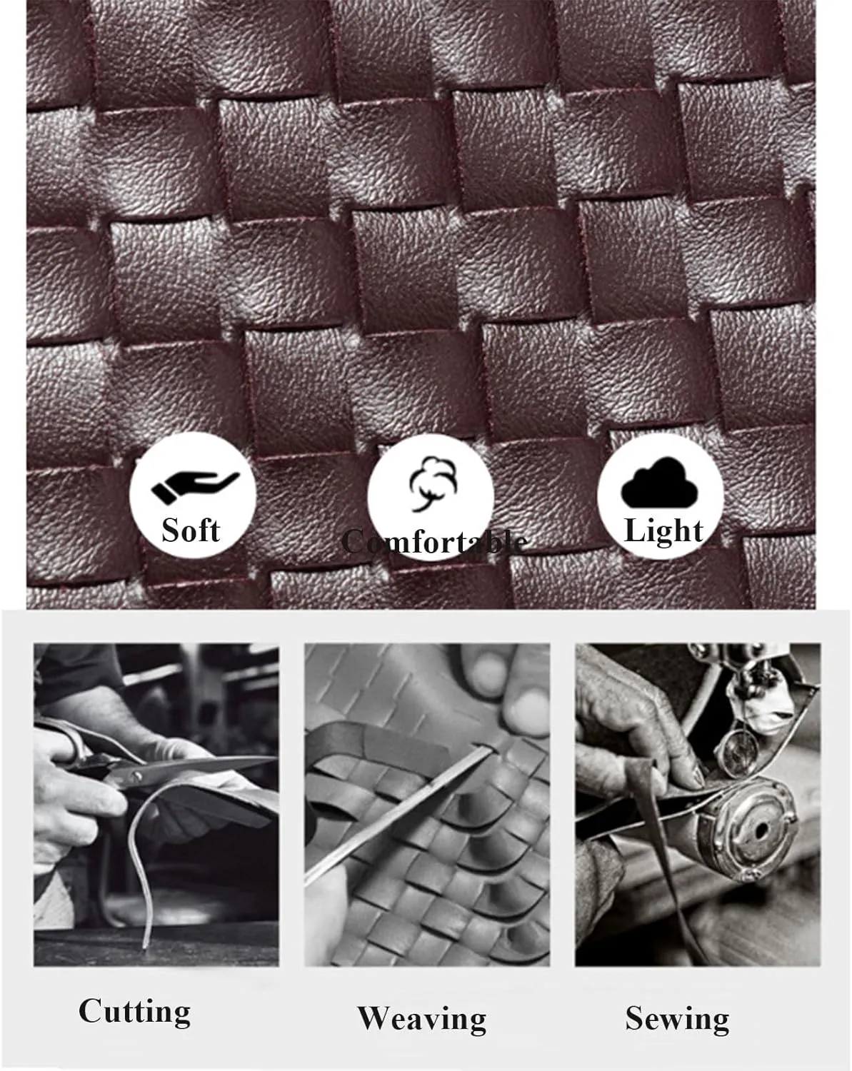 Women Genuine Leather Woven Tote Handbag Woven Bags For Women Leather Purse,With Small Purse,For Your DaughterOr Wife (White)