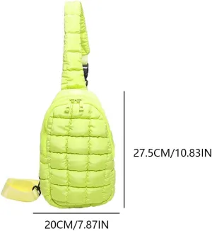 Women Quilted Chest Bag Adjustable Strap Padding Crossbody Bag Large Capacity Simple Shoulder Bag Female Commute Bag
