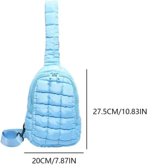 Women Quilted Chest Bag Adjustable Strap Padding Crossbody Bag Large Capacity Simple Shoulder Bag Female Commute Bag