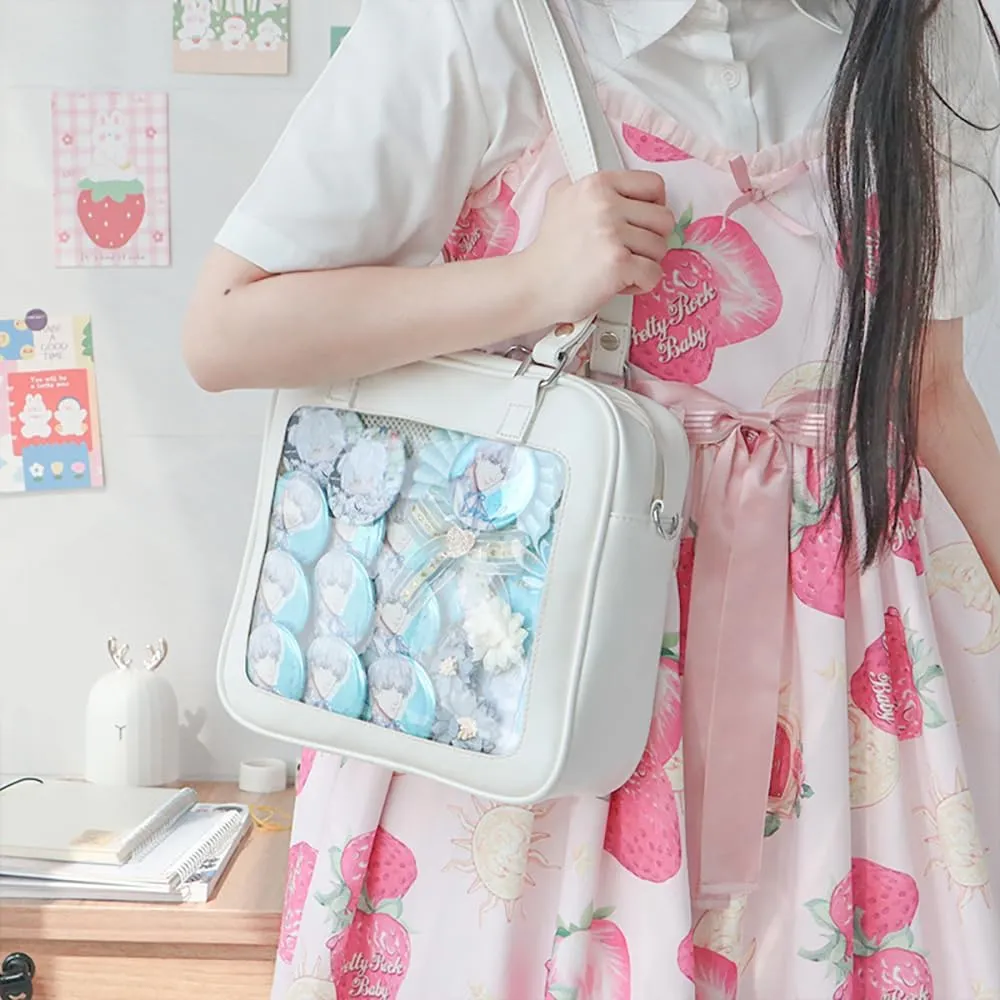 Women Small Backpack, Mini Clear Daypack Satchel & Travel Bag with Detachable Shoulders Strap and Tie-back Board (White(no Accessories))