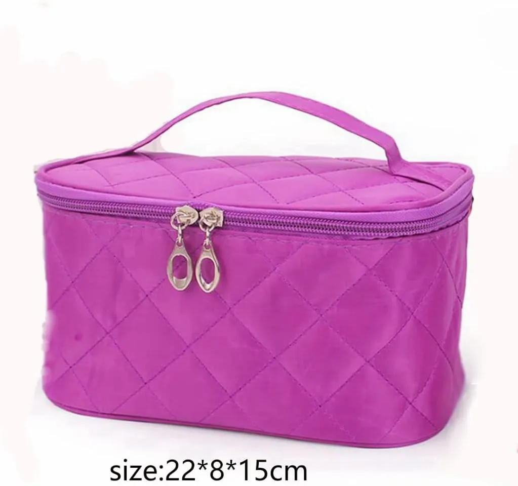Women Travel Cosmetic Lattice Zipper Men Makeup Bags Organizer Beauty Toiletry Bag Wash Make Up Kits Case(D)