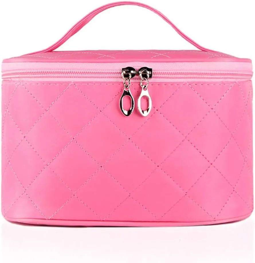 Women Travel Cosmetic Lattice Zipper Men Makeup Bags Organizer Beauty Toiletry Bag Wash Make Up Kits Case(D)