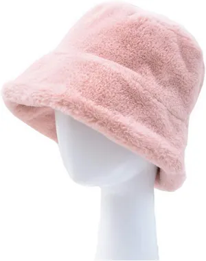 Women Winter Plush Bucket Hat Warm Solid Color Faux Fur Fisherman Cap