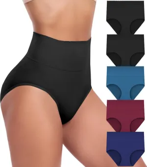 Women's Briefs Underwear High Waist Tummy Control Full Coverage Panties, Ladies Postpartum Underpants 5 Pack