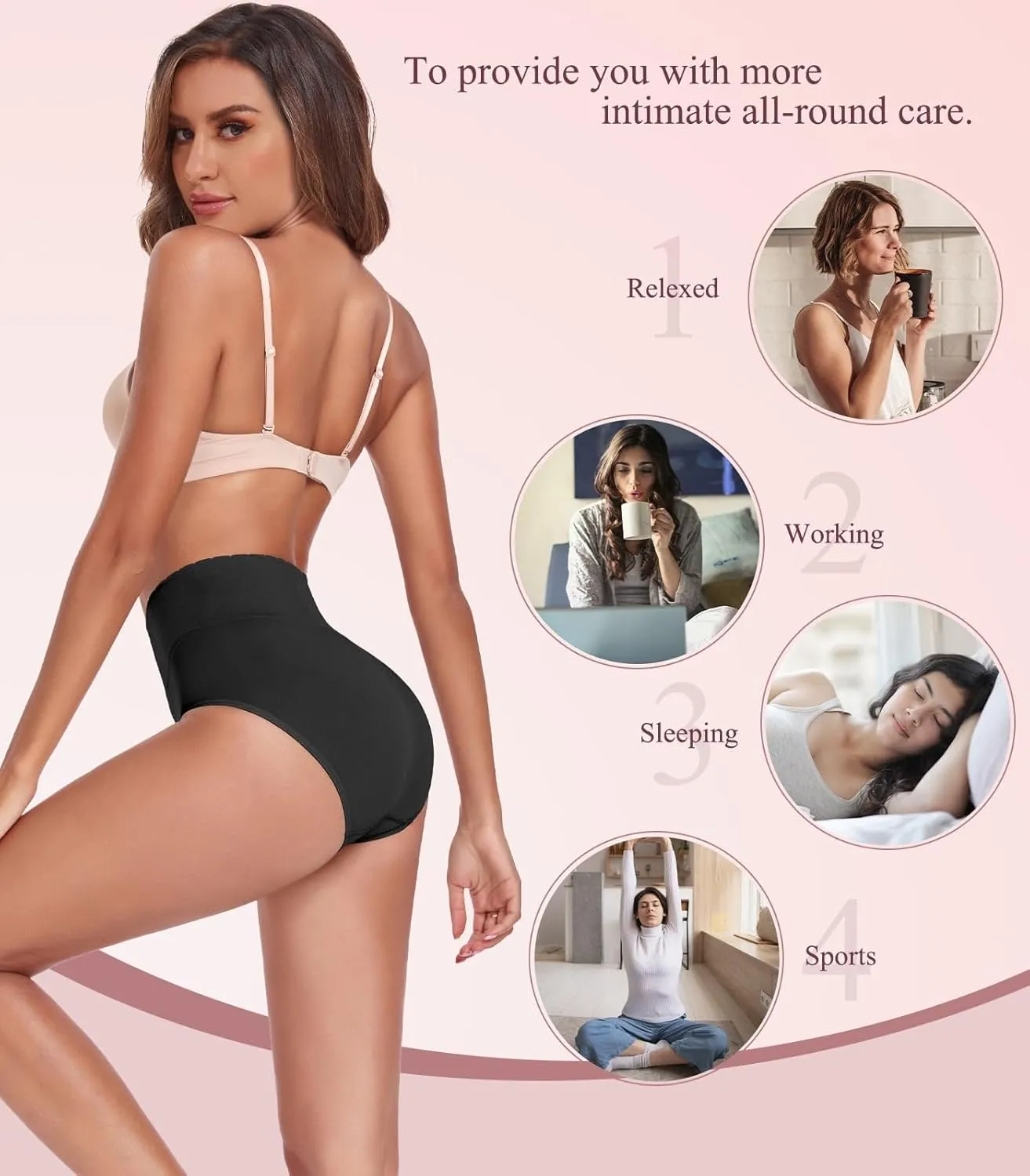 Women's Briefs Underwear High Waist Tummy Control Full Coverage Panties, Ladies Postpartum Underpants 5 Pack