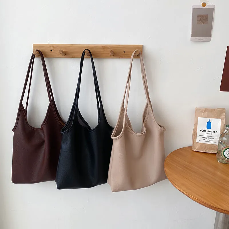 Women's Capacity Korean Style Simple Solid Color Lightweight Shoulder Bags