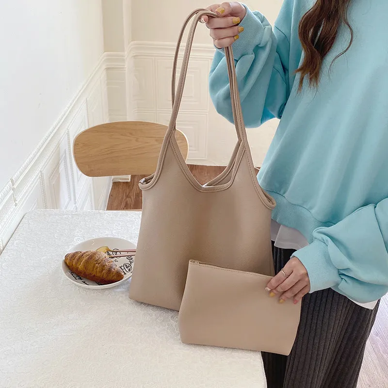 Women's Capacity Korean Style Simple Solid Color Lightweight Shoulder Bags