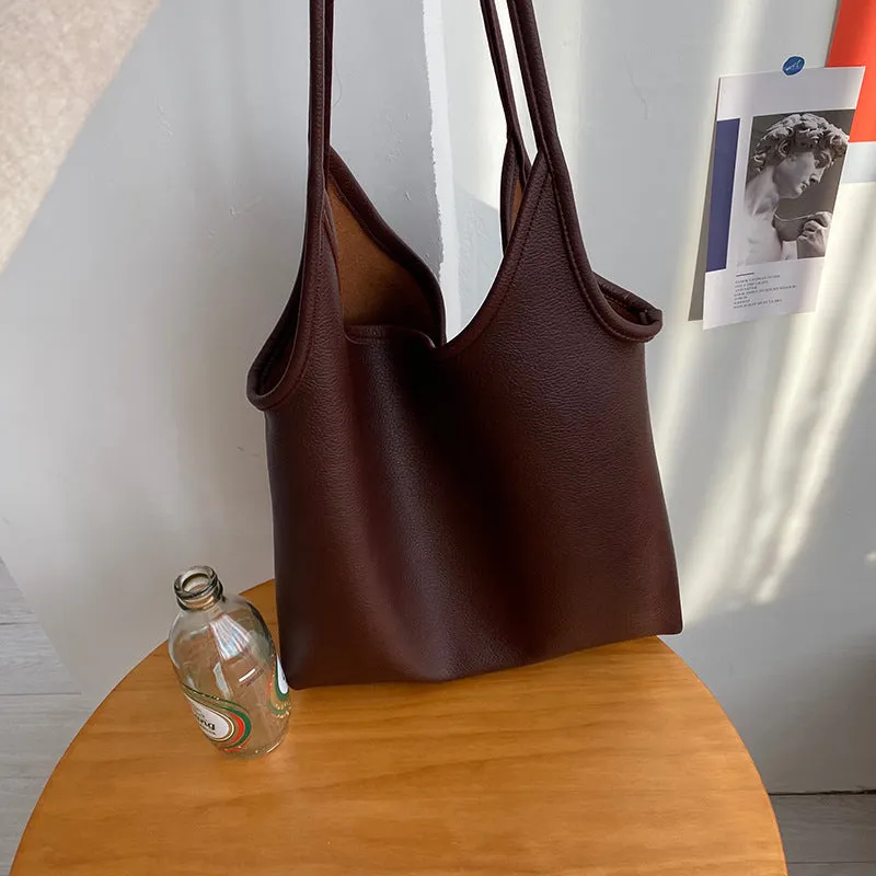 Women's Capacity Korean Style Simple Solid Color Lightweight Shoulder Bags