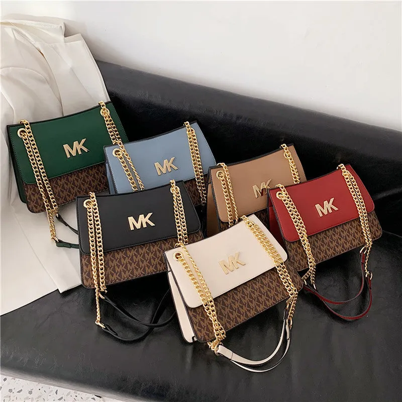 Women's Chain Contrast Color Fashion Texture Large Shoulder Bags