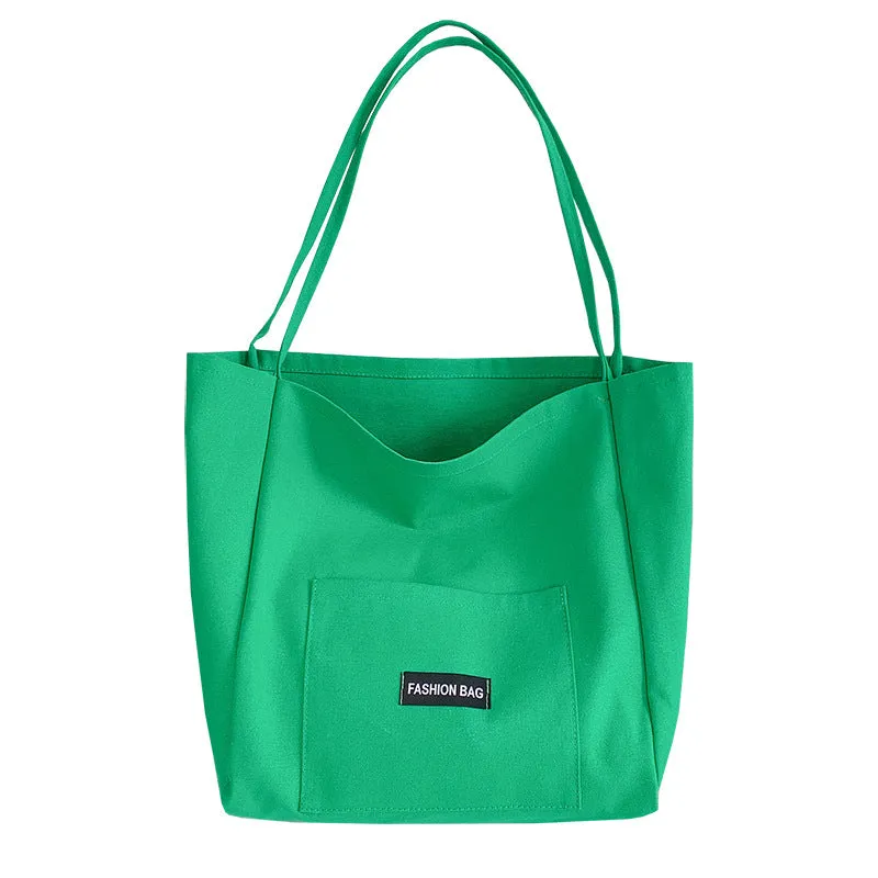 Women's Color Korean Style Canvas Simple Large Shoulder Bags