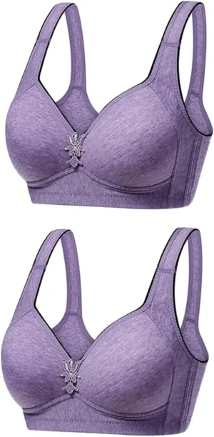 Women's Comfortable T-Shirt Bra Underwear Daily Bra Sports Fitness Fashion Yoga Sports Bra 2PC Packs