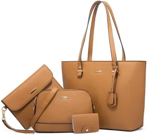 Women's Composite Bag Retro Commuting Single Shoulder Tote Handbag Casual Large Capacity PU Crossbody Bags (Pink)