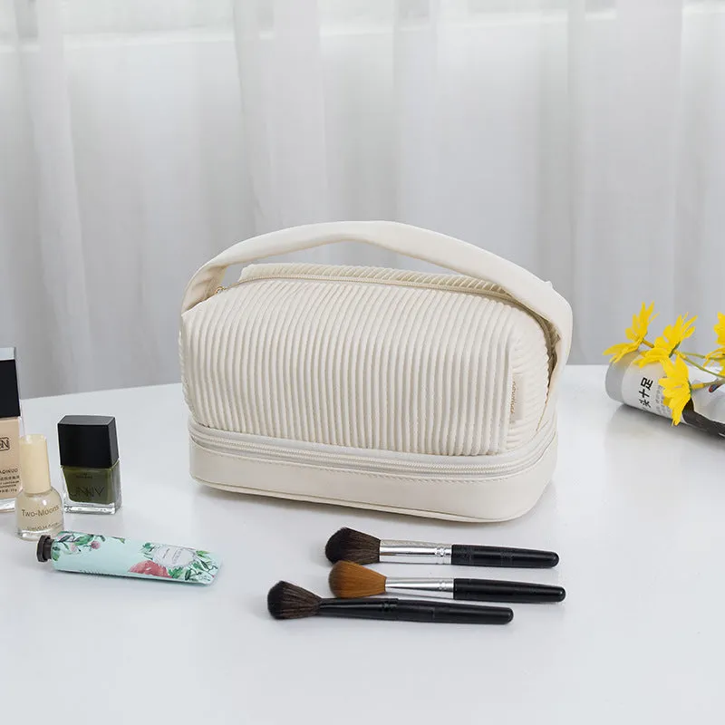 Women's Cream Toast Large Capacity Portable Storage Cosmetic Bags