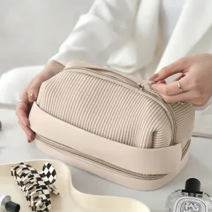 Women's Cream Toast Large Capacity Portable Storage Cosmetic Bags
