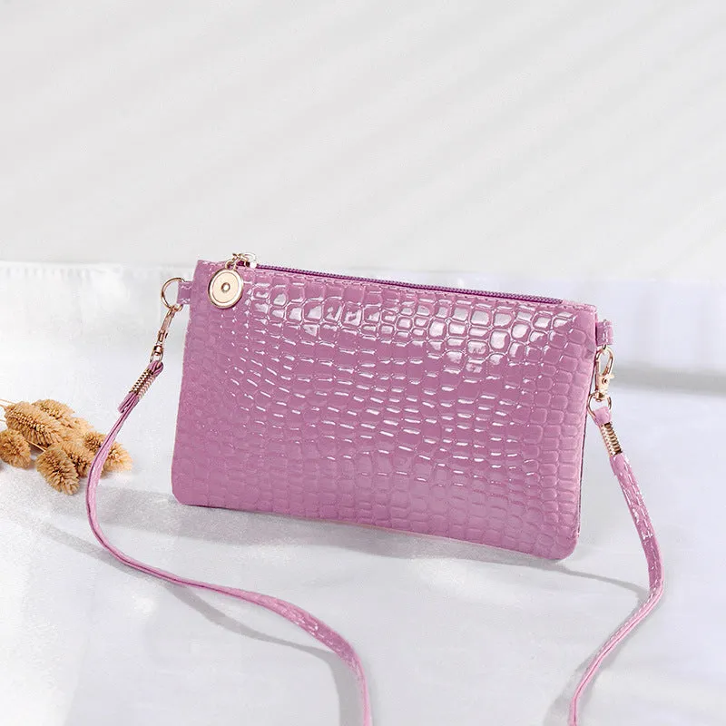 Women's Crocodile Pattern Hand Patent Leather Crossbody Bags