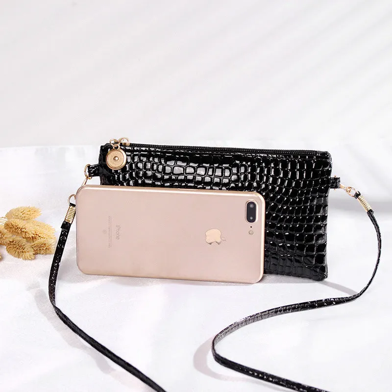 Women's Crocodile Pattern Hand Patent Leather Crossbody Bags