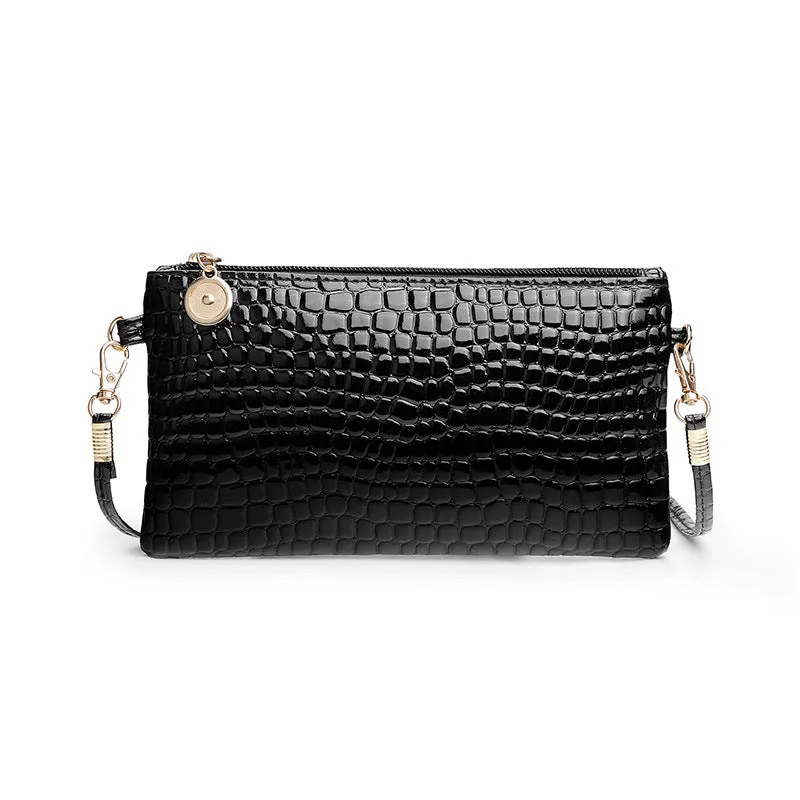 Women's Crocodile Pattern Hand Patent Leather Crossbody Bags
