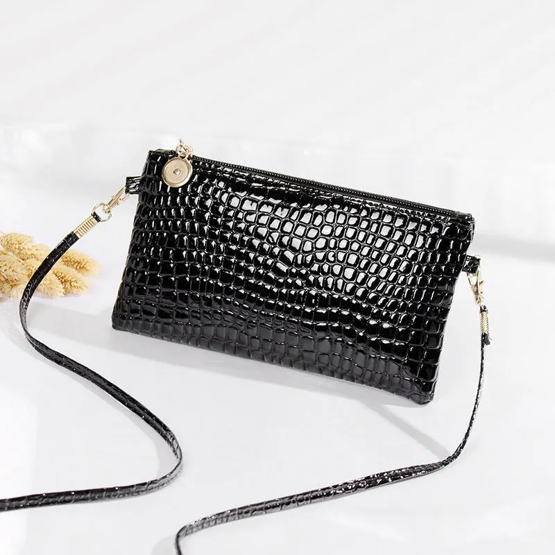 Women's Crocodile Pattern Hand Patent Leather Crossbody Bags