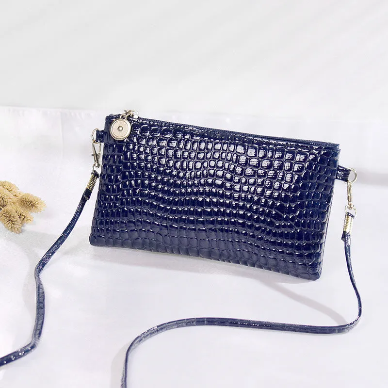 Women's Crocodile Pattern Hand Patent Leather Crossbody Bags