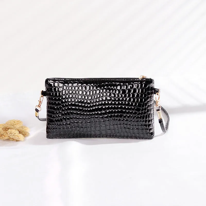 Women's Crocodile Pattern Hand Patent Leather Crossbody Bags