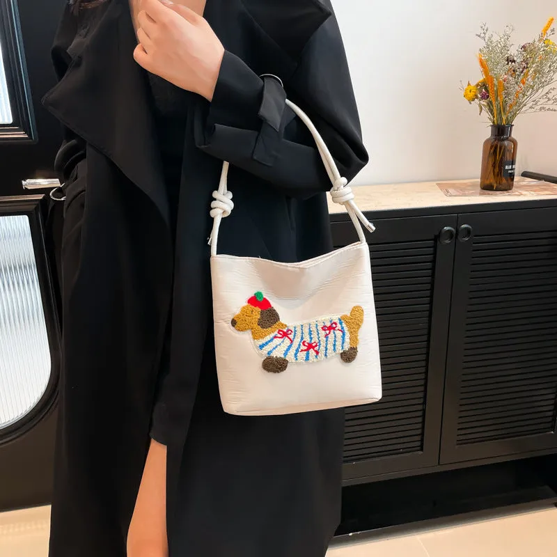 Women's Cute Sausage Dog Fashion Portable Underarm Shoulder Bags