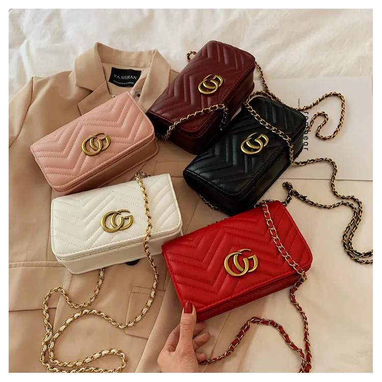 Women's Designer Simple Classic Leather Chain Messenger Bag