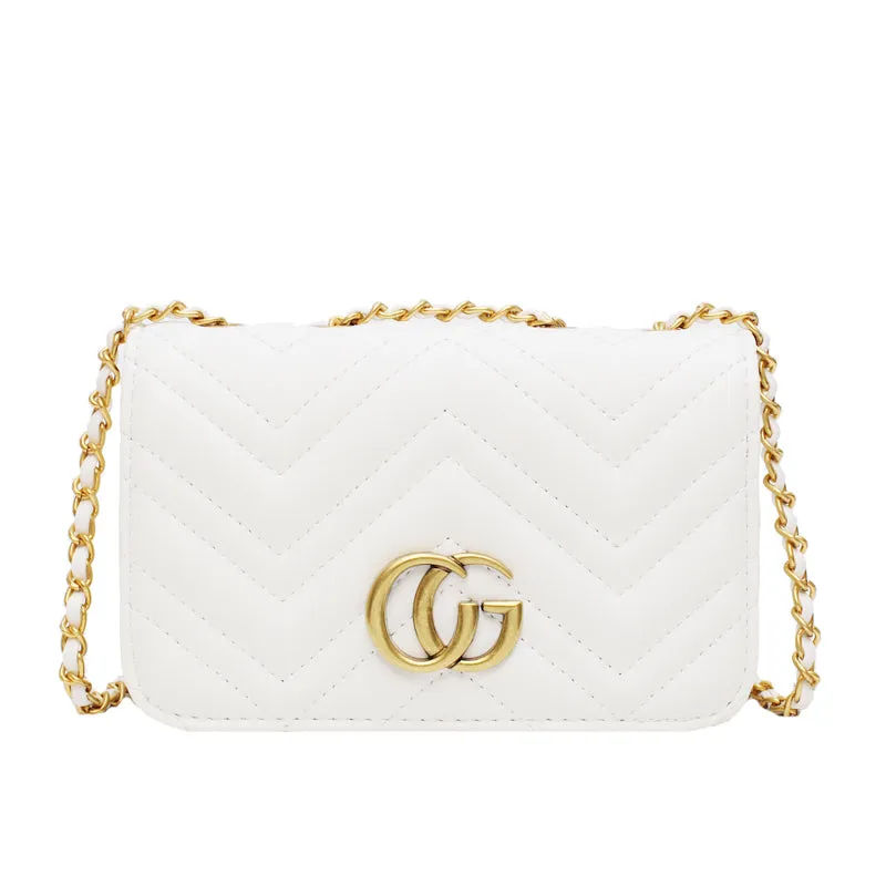 Women's Designer Simple Classic Leather Chain Messenger Bag