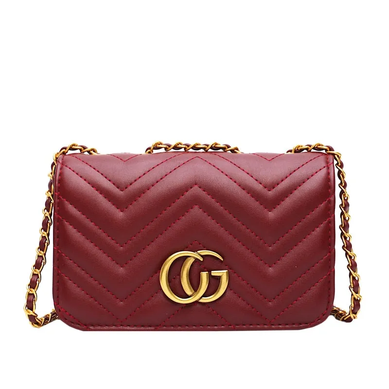 Women's Designer Simple Classic Leather Chain Messenger Bag