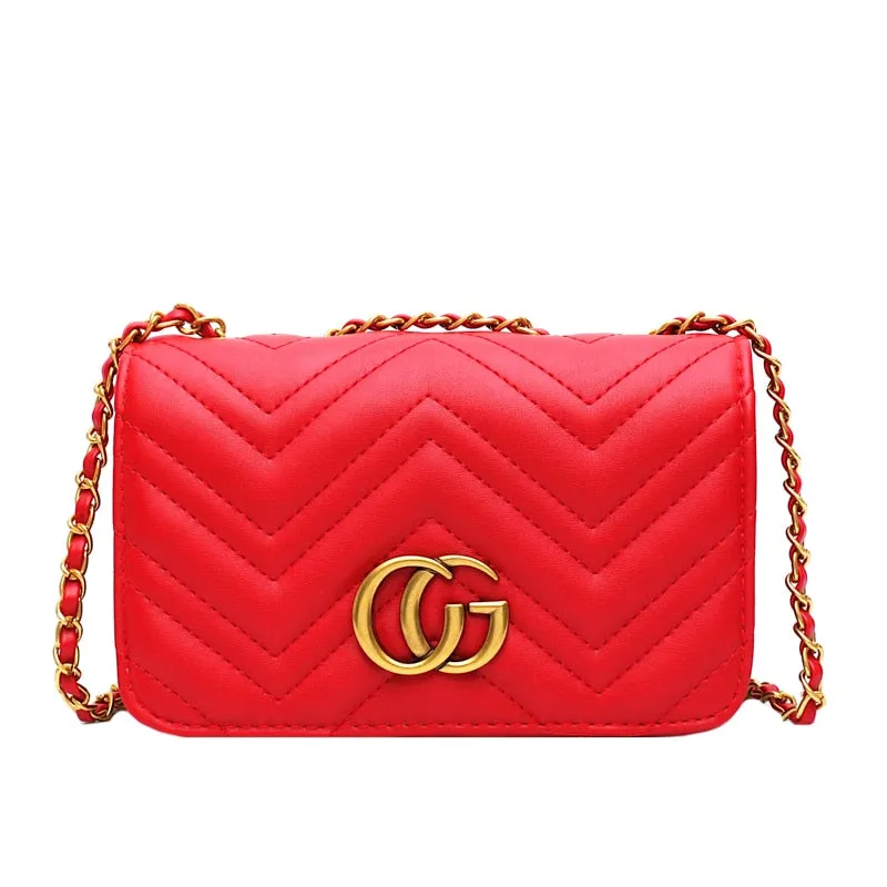 Women's Designer Simple Classic Leather Chain Messenger Bag