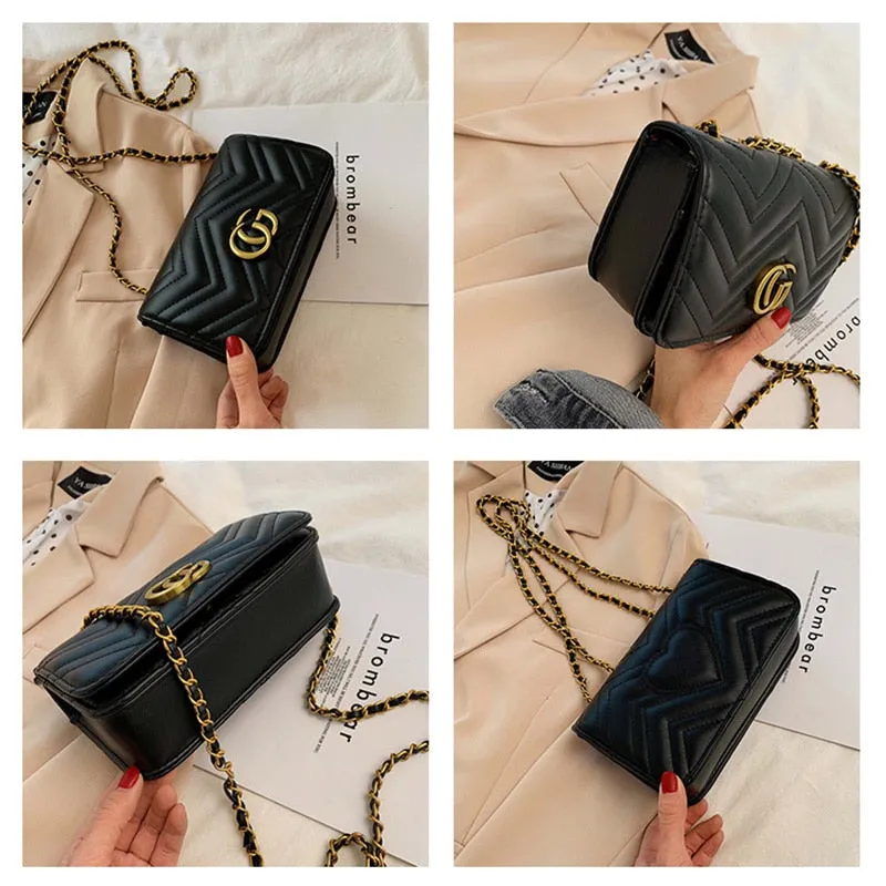 Women's Designer Simple Classic Leather Chain Messenger Bag